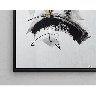 Tableau Design – Abstraction Énergique | Poster Dynamique Noir, Blanc et Beige | Affiche Artistique Moderne pour Intérieur Contemporain