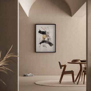 Tableau Design – Abstraction Énergique | Poster Dynamique Noir, Blanc et Beige | Affiche Artistique Moderne pour Intérieur Contemporain