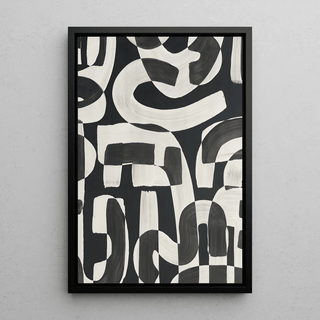 Tableau Design – Courbes Abstraites | Poster Noir et Blanc Géométrique Moderne | Affiche Minimaliste Élégante pour Salon ou Bureau