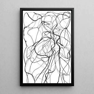 Tableau Noir et Blanc – Enchevêtrement Sauvage | Affiche Abstraite Lignes Entrelacées | Poster Minimaliste Moderne pour Salon ou Bureau