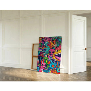 Tableau Pop Art – Explosion Chromatique | Affiche Doodle Urbaine et Colorée | Poster Fantaisie Graffiti pour Déco Dynamique et Ludique