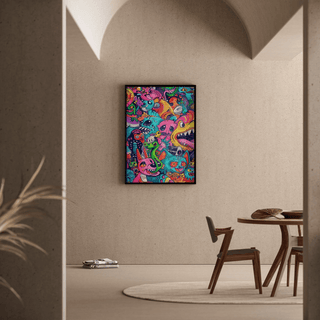 Tableau Pop Art – Explosion Chromatique | Affiche Doodle Urbaine et Colorée | Poster Fantaisie Graffiti pour Déco Dynamique et Ludique