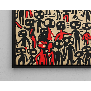 Tableau Pop Art – Figures Abstraites | Affiche Graphique Urbaine Rouge et Noire | Poster Brut et Contemporain pour Déco Artistique et Singulière