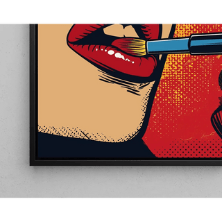 Tableau Pop Art – Rouge à Lèvres | Affiche Glamour Colorée Style Lichtenstein | Poster Sensuel et Vintage pour Déco Moderne ou Chambre