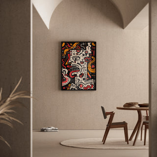 Tableau Pop Art – Visage Déstructuré | Affiche Abstraite Colorée Style Graphique Brut | Poster Émotionnel et Urbain pour Déco Contemporaine