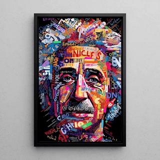 Tableau Street Art – Mosaïque Moderne d'Einstein | Affiche Portrait Typographique Colorée | Poster Urbain Pop Culture et Science