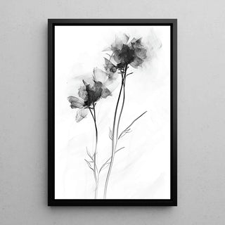Tableau design noir et blanc – Évanescence Florale | Poster Minimaliste Botanique Élégant | Affiche Contemporaine Fleur Transparente Style Épuré