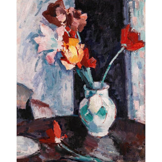 Tulipes dans un vase blanc - Samuel John Peploe | Reproduction Tableau Décoration murale affiche copie