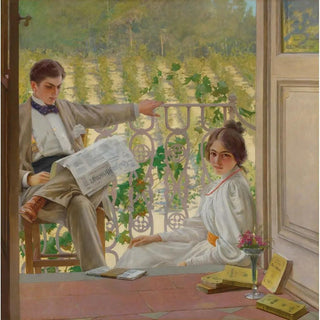 Un après-midi sur le porche - Vittorio Matteo Corcos | Reproduction Tableau Décoration murale affiche copie
