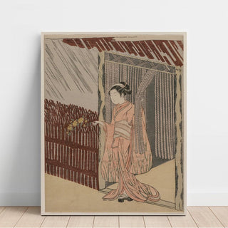 Une fille s'habillant en rose - Suzuki Harunobu | Reproduction Tableau Décoration murale affiche copie