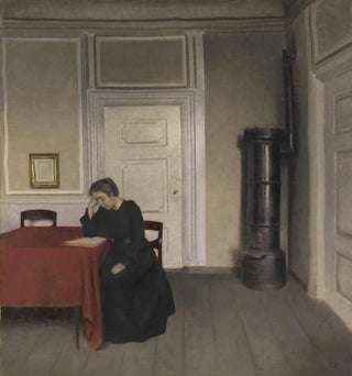 Une pièce dans la maison de l'artiste à Strandgade, Copenhague, avec la femme de l'artiste - Vilhelm Hammershøi