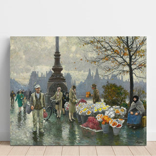 Vendeuses de fleurs au pont de la reine Louise à Copenhague - Paul Fischer | Reproduction Tableau Décoration murale affiche copie